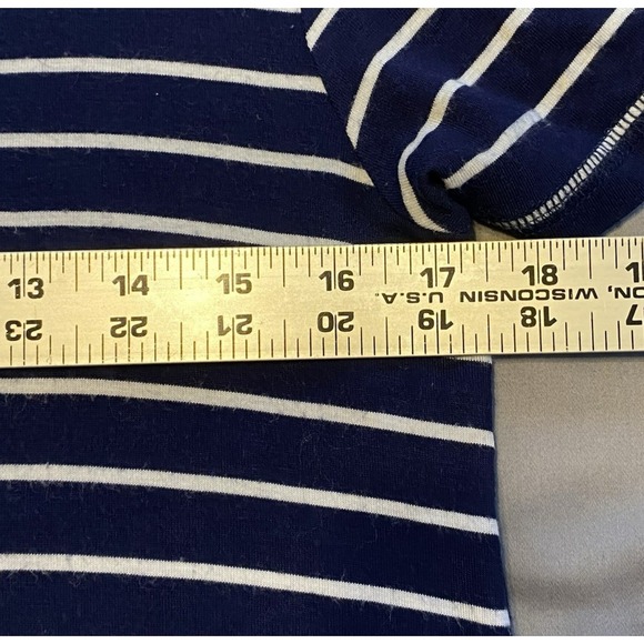 Sonoma Women's Relaxed T-Shirt Medium Blue White Striped Lightweight - Picture 4 of 9